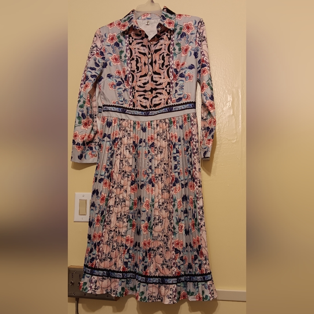 Printed Pleated Dress
